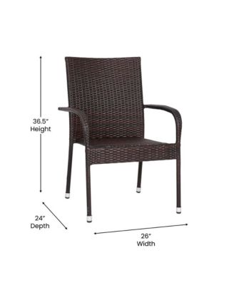 Sala Stacking All-Weather Wicker Wrapped Powder Coated Steel Patio Club Chairs For Indoor And Outdoor Use