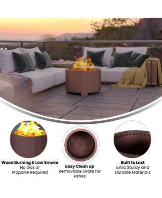 Aries Portable Steel Smokeless Wood Burning Outdoor Firepit with Waterproof Cover