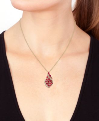 EFFY&reg; Ruby (3-1/4 ct. t.w.) & Diamond (1/6 ct. t.w.) Swirl 18" Pendant Necklace in 14k Gold