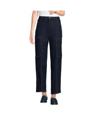Women's Denim High Rise Utility Cargo Ankle Jeans
