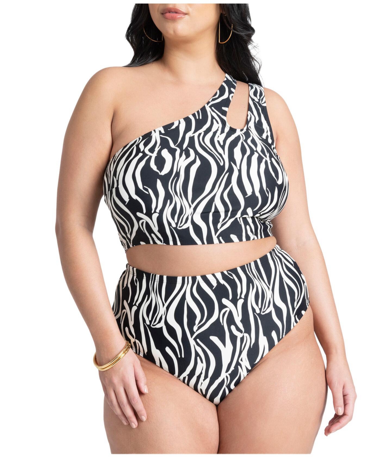 Plus Size Printed Bikini Bottom - Zebra