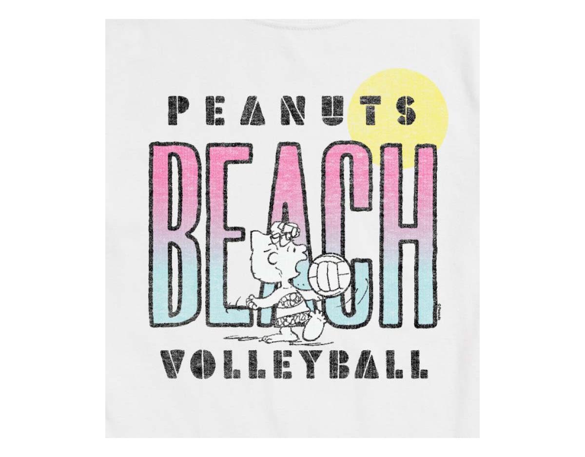 Airwaves Hybrid Apparel Peanuts Beach Volleyball Mens Short Sleeve Tee In White