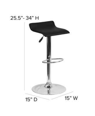 Solid Wave Seat Vinyl Adjustable Height Barstool With Chrome Base