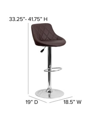 Bucket Seat Adjustable Height Barstool With Diamond Pattern Back