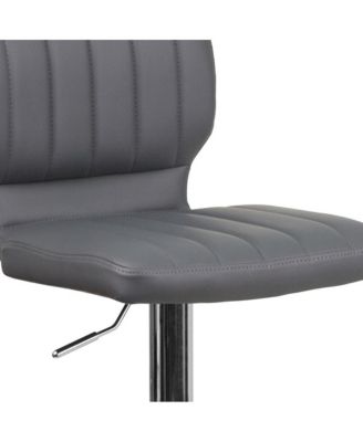 Set Of Two Swivel Bar Stools With Vertical Stitched Back And Adjustable Chrome Base With Footrest