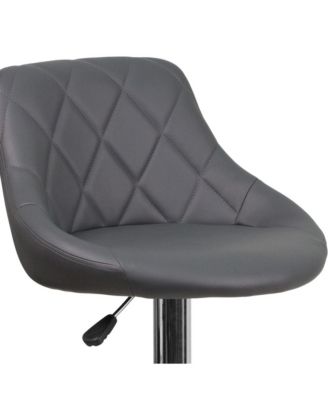 Bucket Seat Adjustable Height Barstool With Diamond Pattern Back