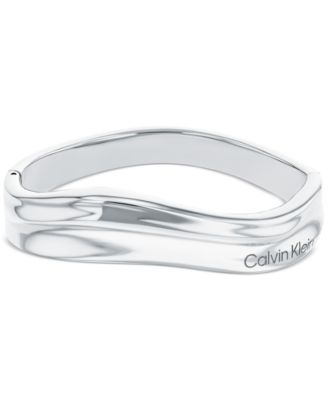 Stainless Steel Logo Structural Bangle Bracelet