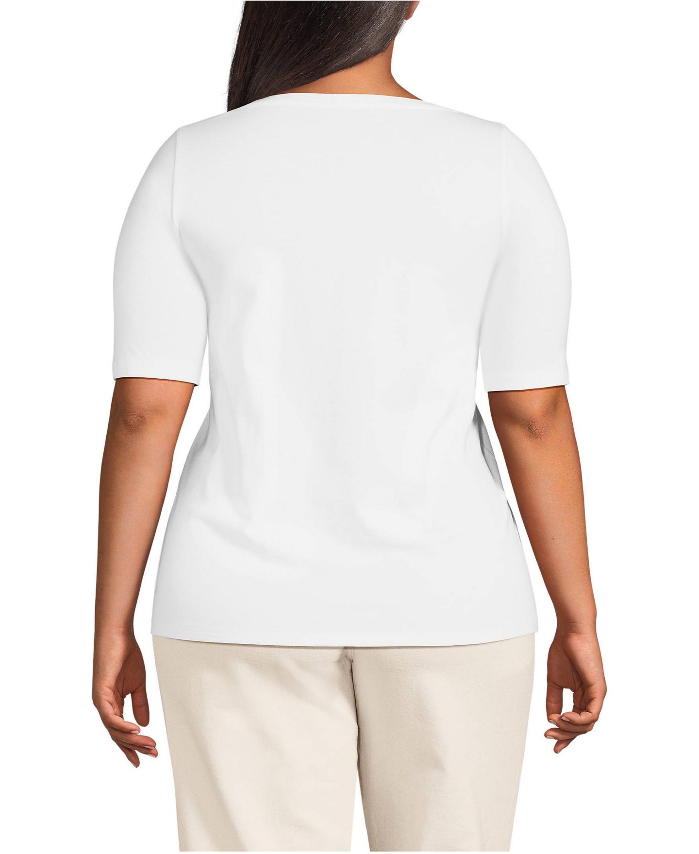 Женский топ Lands' End Plus Size Supima Boatneck, цвет: Белый — фото 2