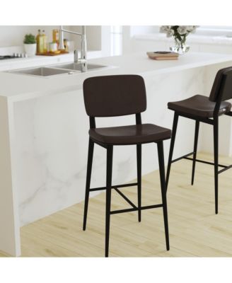 Regency Barstools Contemporary Metal Frame Stools With Integrated Footrest - Set Of 2
