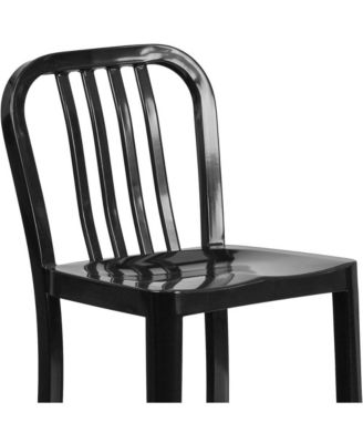 Santorini Galvanized Steel Indoor/Outdoor Counter Bar Stool With Slatted Back And Powder Coated Finish