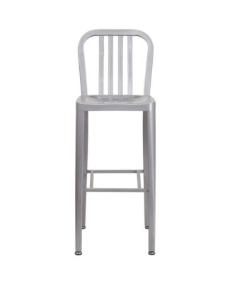 Santorini 30 Inch Galvanized Steel Indoor/Outdoor Counter Bar Stool With Slatted Back And Powder Coated Finish