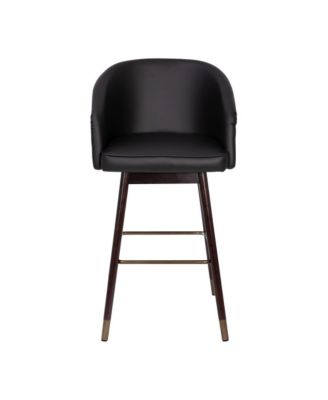 Temperance Modern Wood Frame Stool With Metallic Accents
