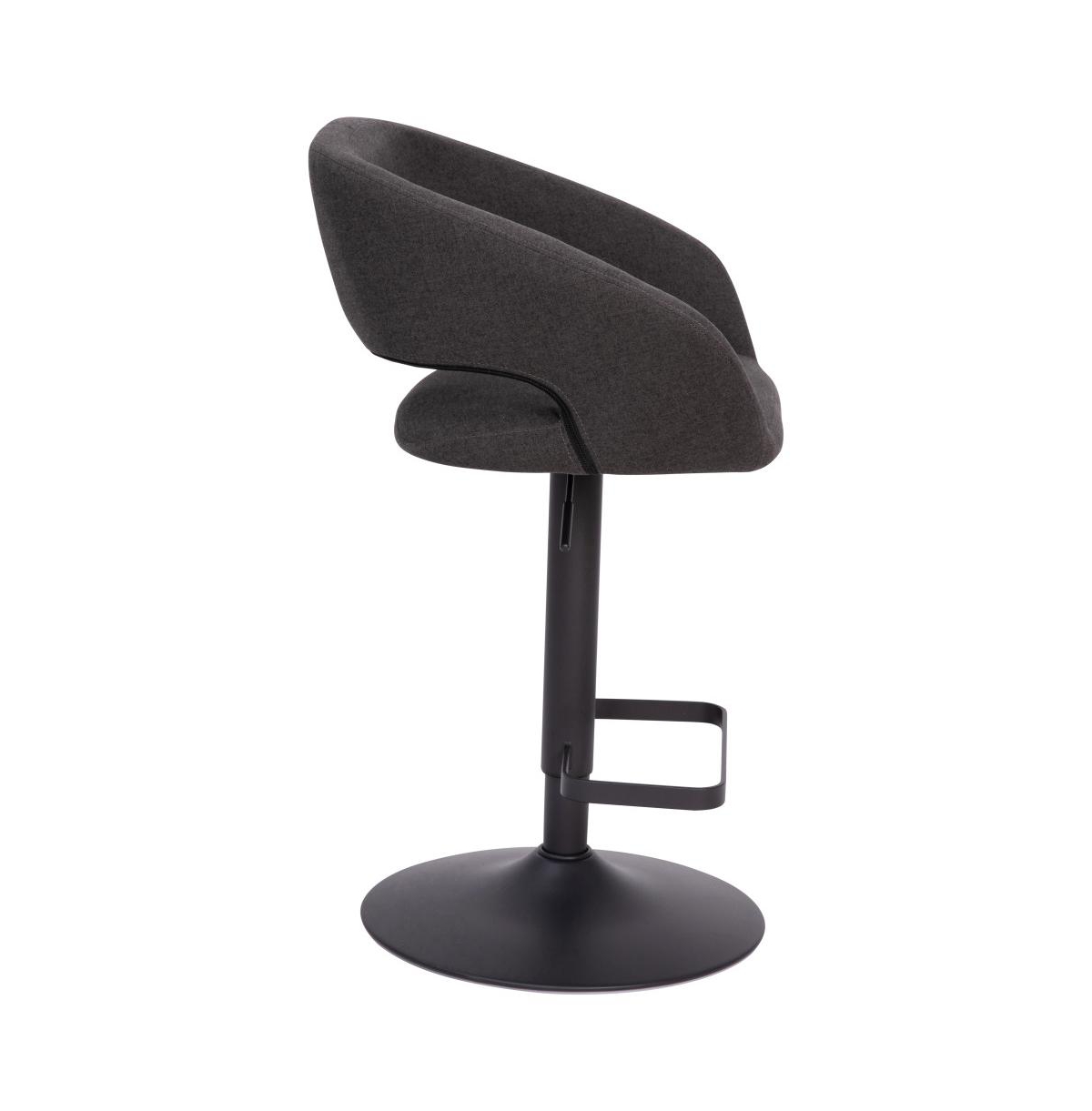 Shae Contemporary Upholstered Adjustable Height Barstool With Rounded, Cutout Mid-Back And Pedestal Base -black frame