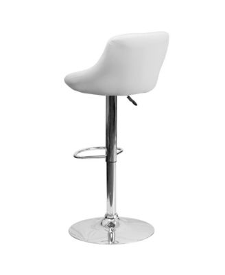Bucket Seat Adjustable Height Barstool With Diamond Pattern Back