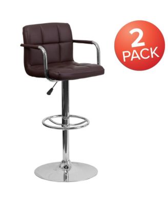 Adjustable Bar Stools | Set Of 2 Counter Height Barstools With Back And Armrest