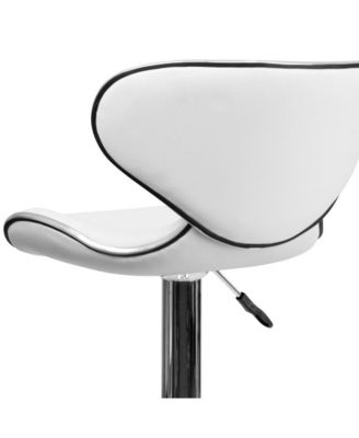 2 Pack Contemporary Cozy Mid-Back Vinyl Adjustable Height Barstool With Chrome Base