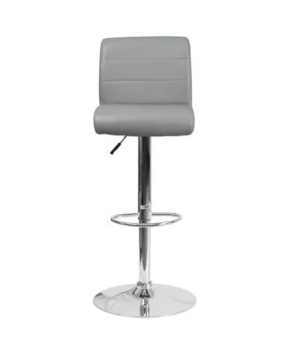 2 Pack Contemporary Vinyl Adjustable Height Barstool With Rolled Seat And Chrome Base