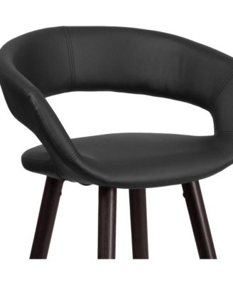 2 Pk. 29'' High Contemporary Vinyl Barstool With Cappuccino Wood Frame