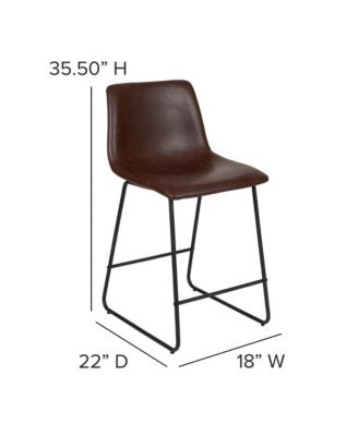 24 Inch Faux Counter Height Bucket Seat Stools, Set Of 2