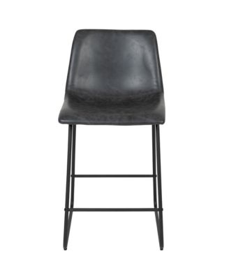 24 Inch Faux Counter Height Bucket Seat Stools, Set Of 2