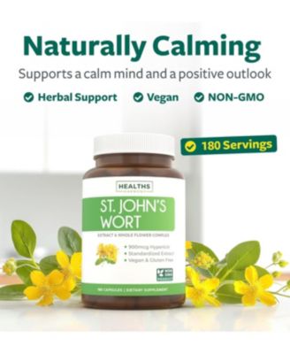 St Johns Wort Capsules, Powerful 900mcg Hypericin - Standardized Extract & Whole Herb Supplement, Health's Harmony, 180ct