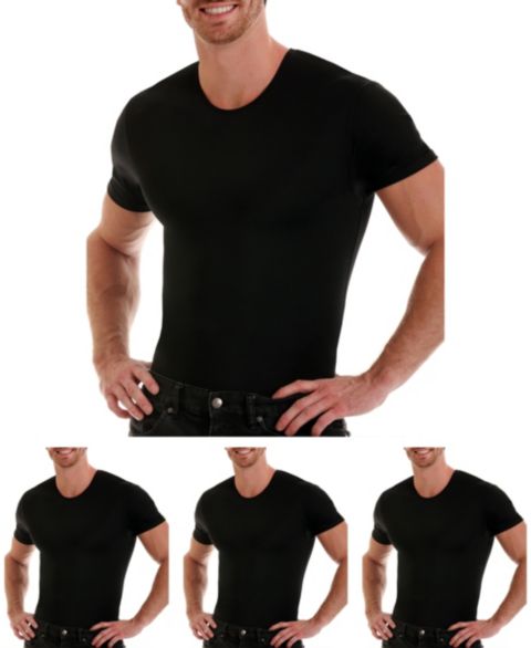 Мужские футболки Instaslim Big & Tall Insta Slim 3 Pack Compression Short Sleeve Crew-Neck T-Shirts, цвет: Чёрный