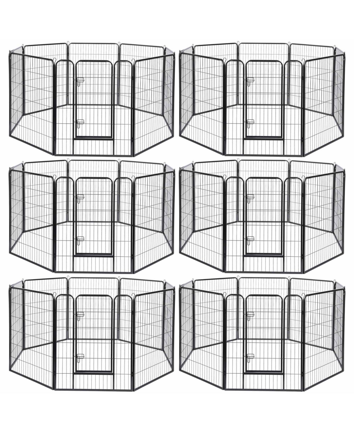 48 Pieces 31"x39" Pet Playpen Extra Large Dog Exercise Fence Panel Crate Yard - Black