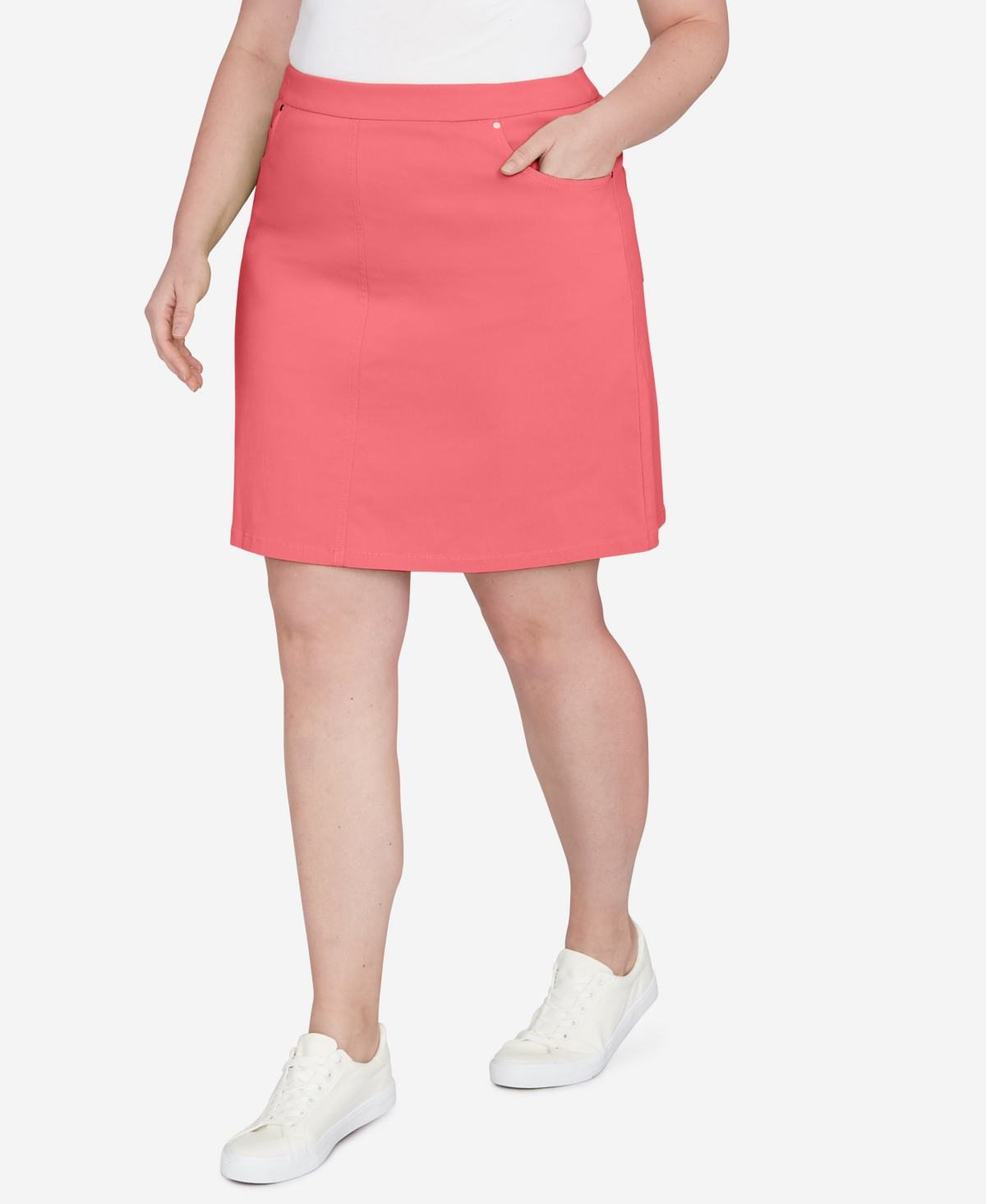 Shop Hearts Of Palm Plus Size A Touch Of Tropical Solid Skort In Rose