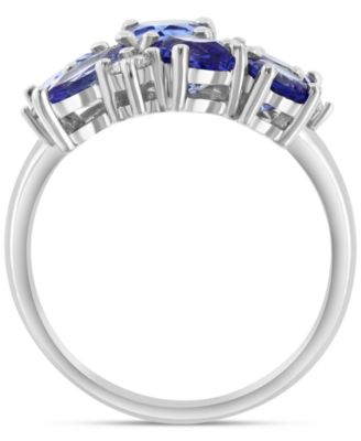 EFFY&reg; Tanzanite (2-1/6 ct. t.w.) & Diamond (1/5 ct. t.w.) Mixed Cut Cluster Ring in 14k White Gold