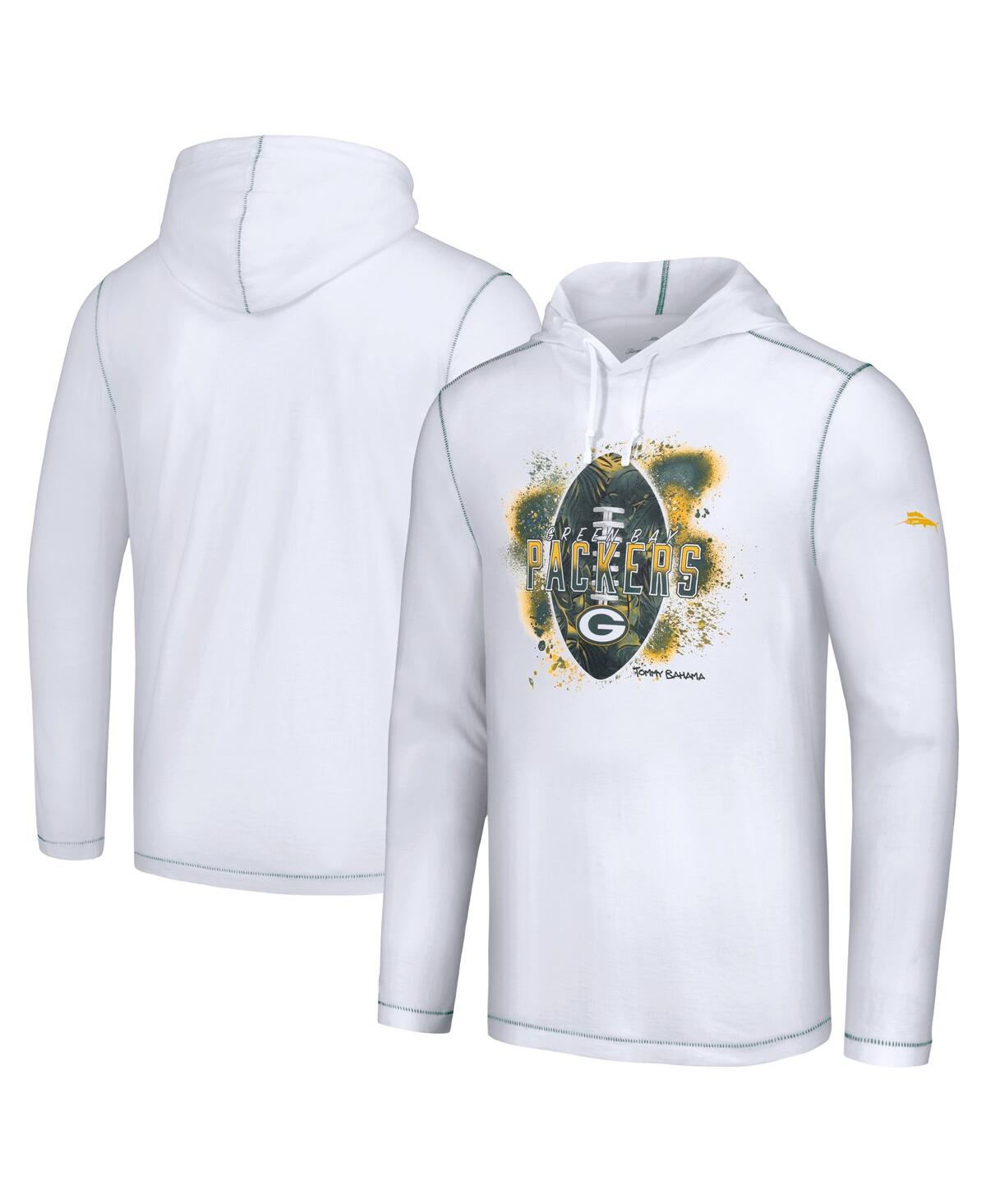 Shop Tommy Bahama Men's White Green Bay Packers Graffiti Touchdown Pullover Hoodie In Packers-wh