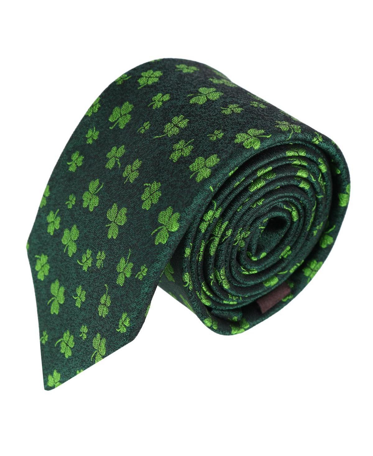 Men's Green Shamrock Novelty Silk Necktie - Green shamrocks
