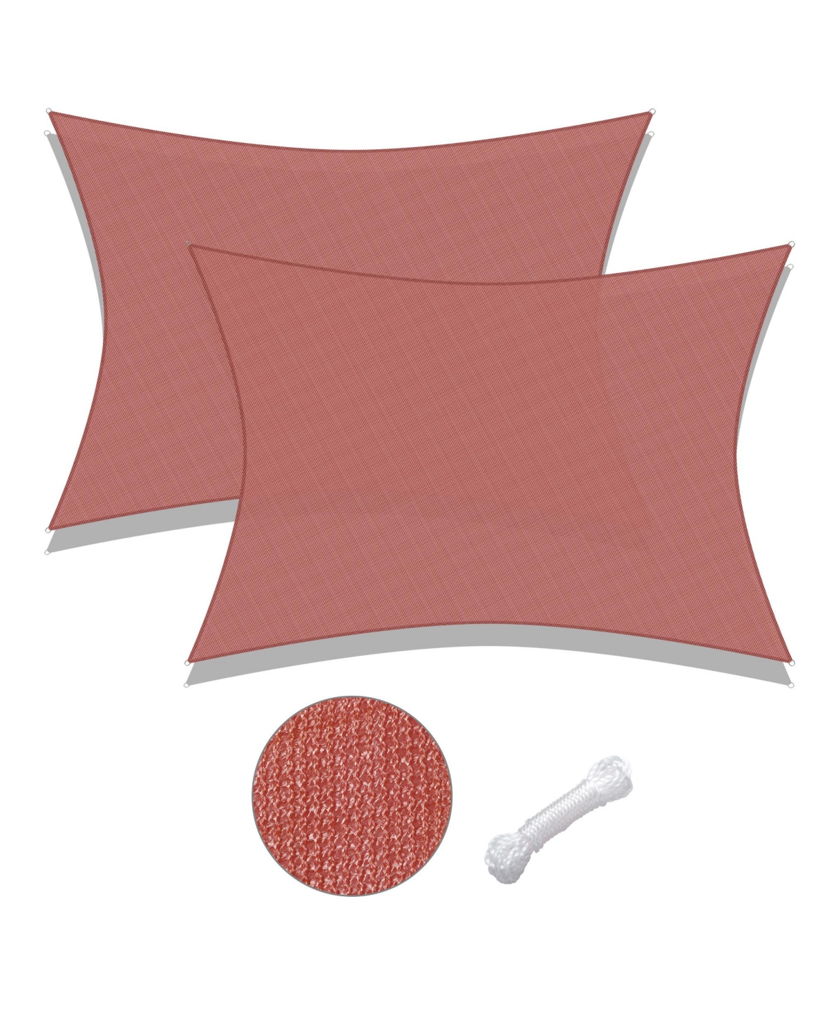 2 Pack 19x13 Ft 97% Uv Block Rectangle Hdpe Sun Shade Sail Canopy Lawn Outdoor - Red