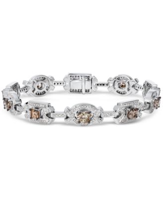Chocolate Diamond & Vanilla Diamond Halo Cluster Link Bracelet (6-3/8 ct. t.w.) in 18k White Gold