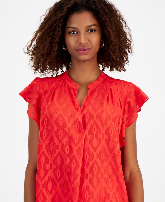 T-Tahari Flutter Sleeve Shirt