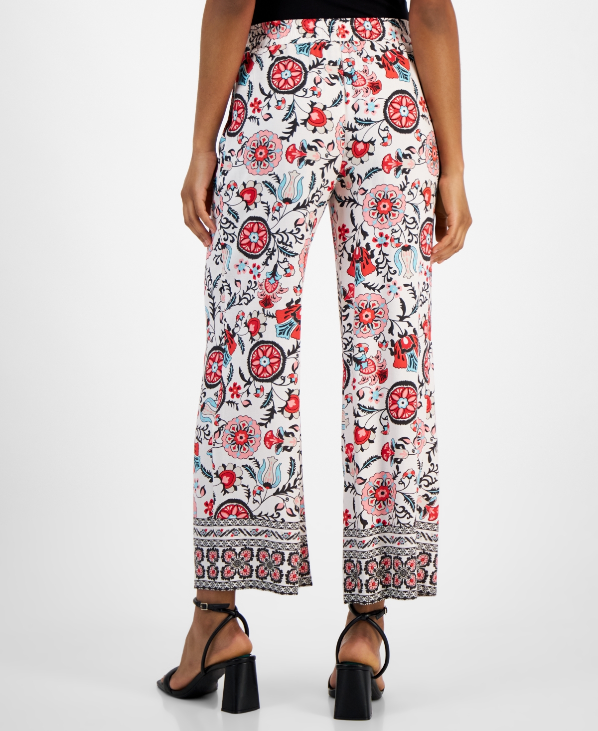 T Tahari Women's Printed Pull-On Wide-Leg Pants