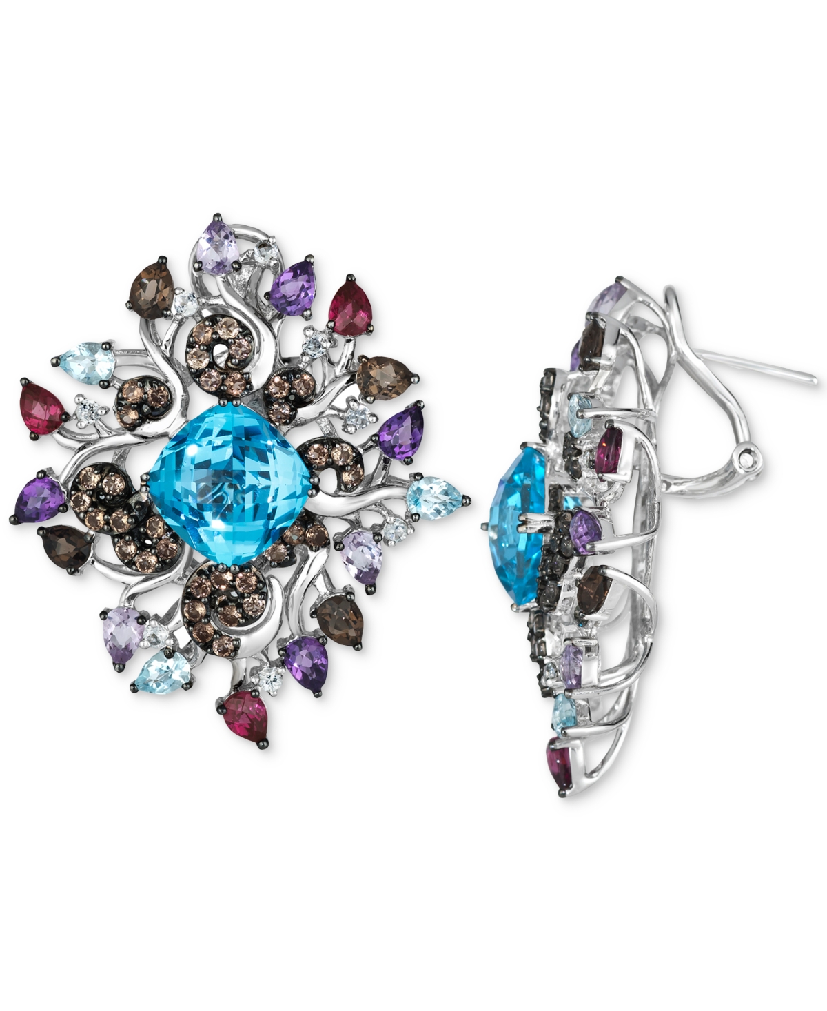 Le Vian Multi-gemstone Cluster Statement Earrings (15-5/8 Ct. T.w.) In 14k White Gold In No Color