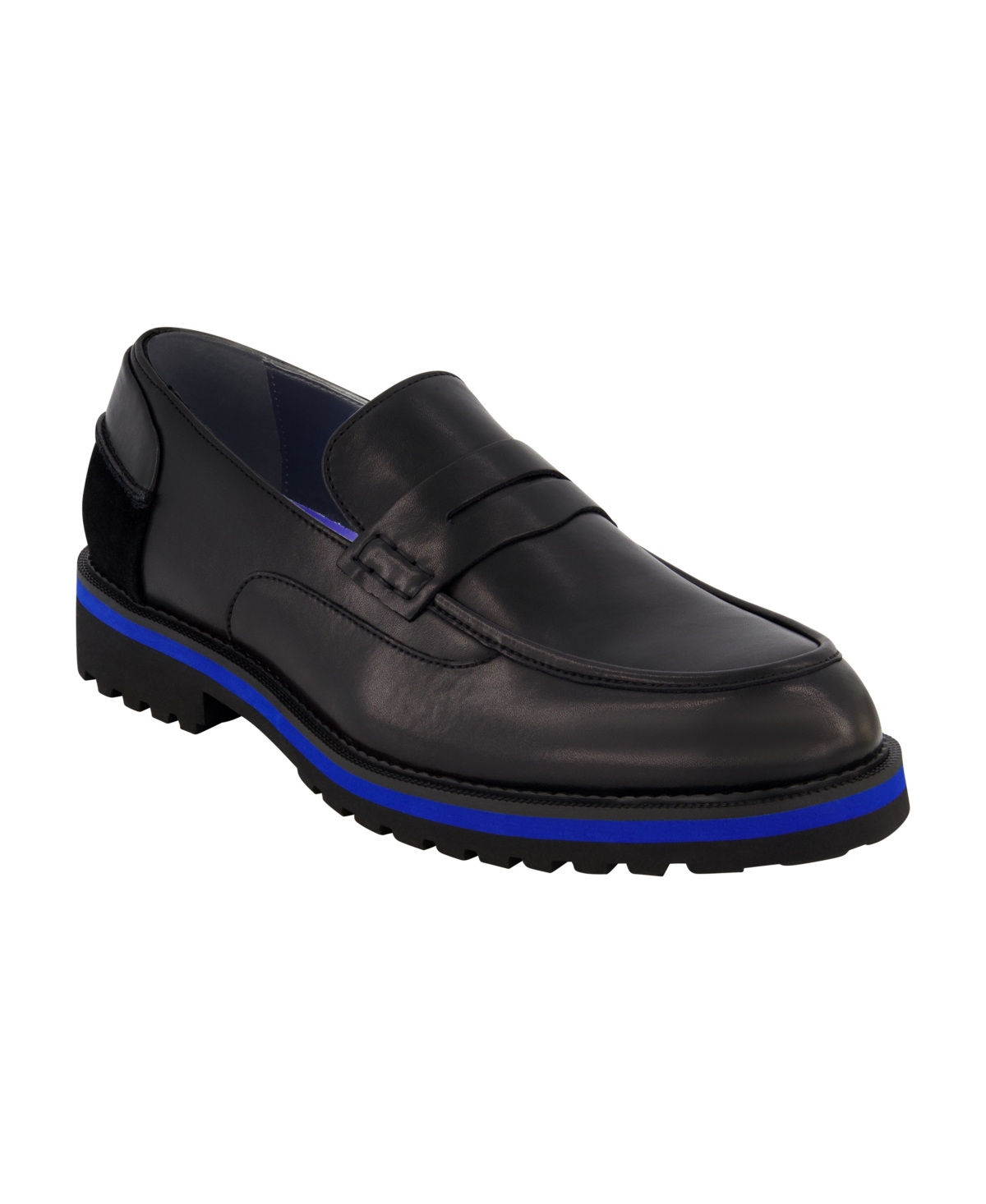 Shop Dkny Men's Leather Contrast Penny Loafers In Black