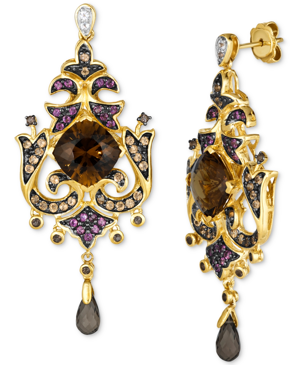 Multi-Gemstone Gothic Drop Earrings (9-7/8 ct. t.w.) in 14k Gold