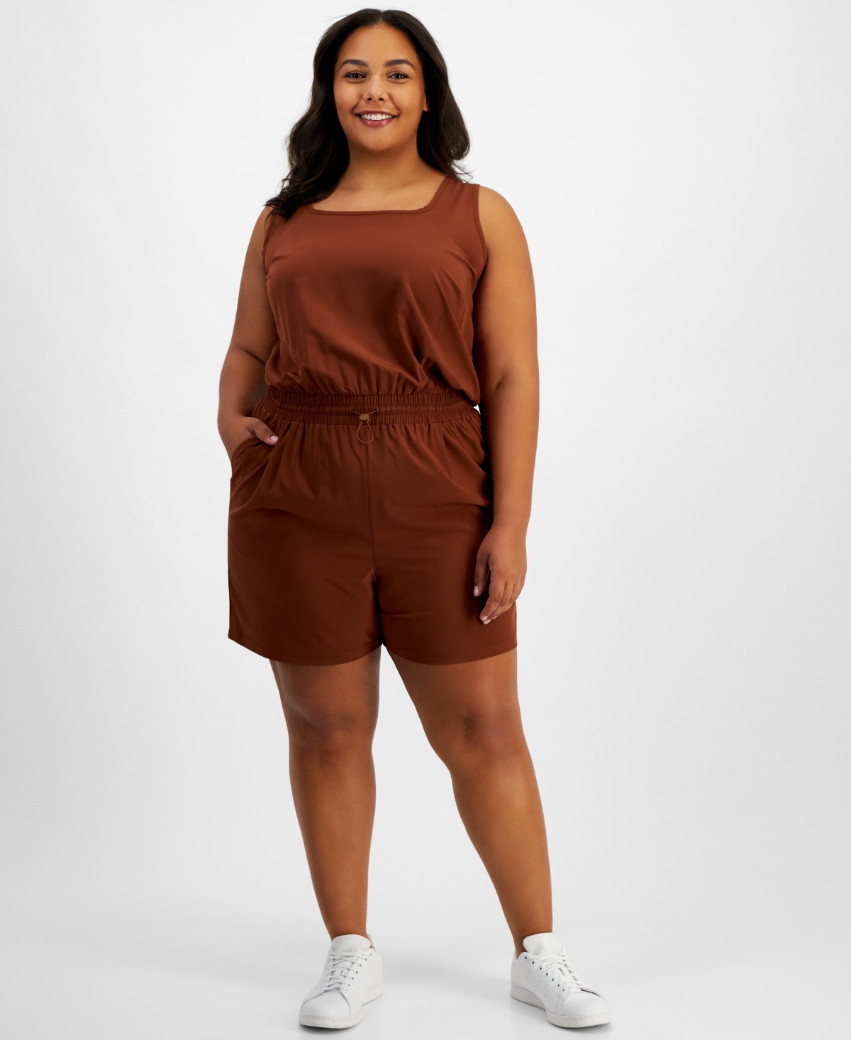 Plus Size Commuter Romper, Created for Macy's - Spiced Cinnamon