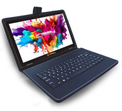 High End 10.1" Octa-Core 128GB storage Tablet with Exclusive Black Leather Keyboard and Backpack Newest Android 15