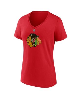 Branded Women's Connor Bedard Red Chicago Blackhawks 2023 NHL Draft Authentic Stack Player Name Number V-Neck T-Shirt