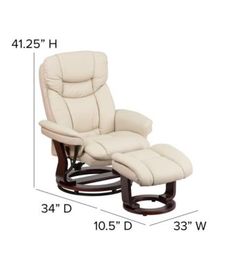 EMMA + OLIVER  Standard Size  Wood Base & Foam Upholstery  Multi-Position Recline, Swivel Base, Curved Ottoman Recliner Chair Set