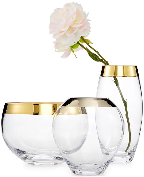 Mikasa Serenity Gold 9" Rose Bowl Vase Bowls & Vases Macy's