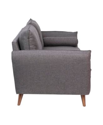 Carthage Upholstered Mid-Century Modern Pocket Spring Sofa With Wooden Legs And Removable Back Cushions