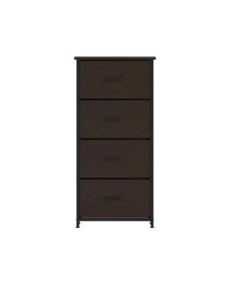 Marley 4 Drawer Storage Dresser With Cast Iron Frame, Wood Top And Easy Pull Engineered Wood Drawers With Wooden Handles