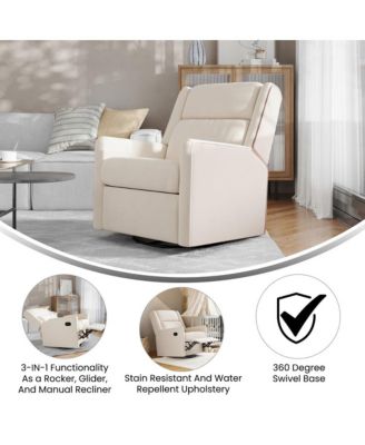 Dara 3-In-1 Traditional Manual Recliner Rocker Swivel Glider Chair