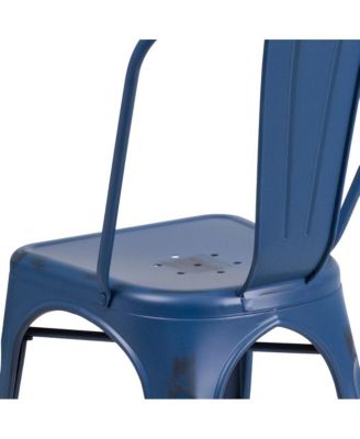 Banks Indoor/Outdoor Stacking Metal Dining Chair With Single Slat Back And Distressed Powder Coated Finish