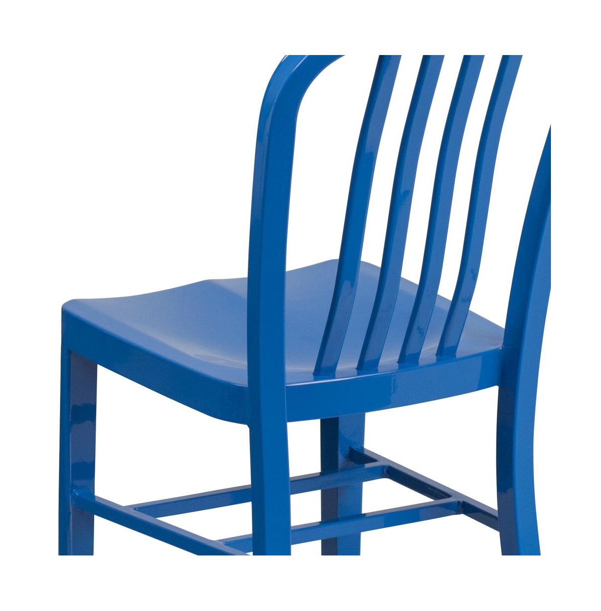 Merrick Lane Santorini Galvanized Steel Indoor/Outdoor Dining Chair With Slatted Back And Powder Coated Finish