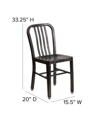 Santorini 18 Inch Galvanized Steel Indoor/Outdoor Dining Chair With Slatted Back And Powder Coated Finish