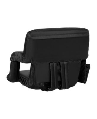 Set Of 2 Portable Stadium Chairs With Armrests, Reclining Padded Back & Seat, Lightweight Metal Frame & Backpack Straps, Storage Pockets